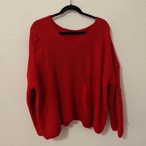 Red knit sweater
